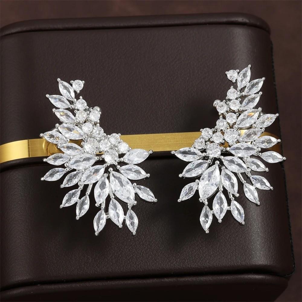 Female Wedding Party Zirconia Stud Earrings Gorgeous Ear Piercing Accessories  For Women Gift