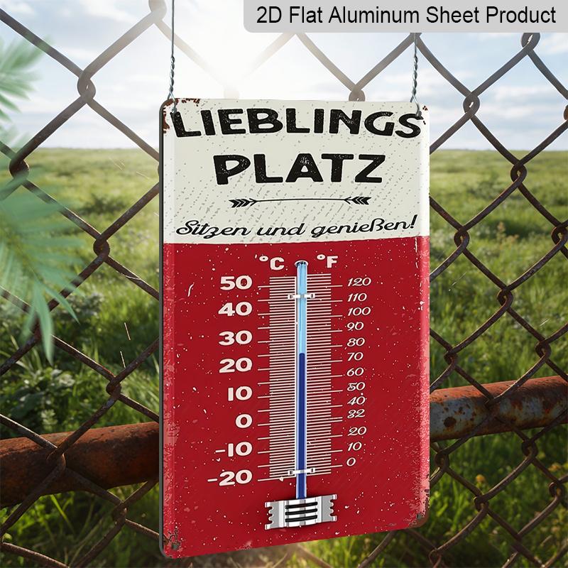 2D Flat, 1pc Aluminium Decorative Sign & Plaque, Vintage German Thermometer Wall Art, Perfect for Rooms, Kitchens, Living Rooms, Indoor & Outdoor