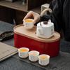 Portable Ceramic Tea Set with Storage Box