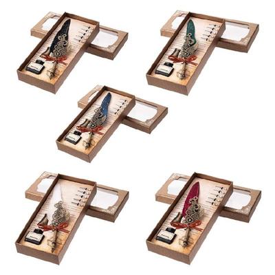 Ancient Quill Dip Pen Quill Feather Pen and Inks Set Calligraphys Writing Pen