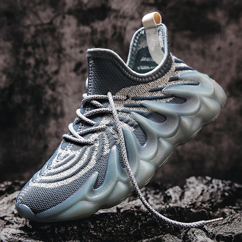 Autumn New Men's Shoes Fashion Jelly Sole Sports Shoes Comfortable Breathable Running Shoes Large Size Cross-border Leisure