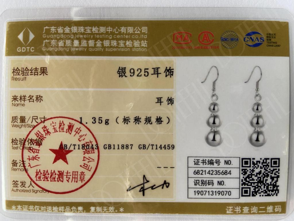 925 Sterling Silver Beads Pendant Earrings Fashion Jewelry