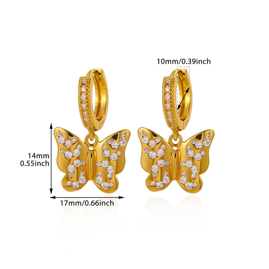 New Mini CZ Star Moon Butterfly Pendant Hoop Earrings For Women Elegant Fashion Geometry Tiny Hoops Earring Jewelry Party Gift