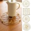 Rust-proof Metal Pot Mat Heighted Foot Hot Pot Holders Smooth Surface Gold Trivets  Grill Cookware