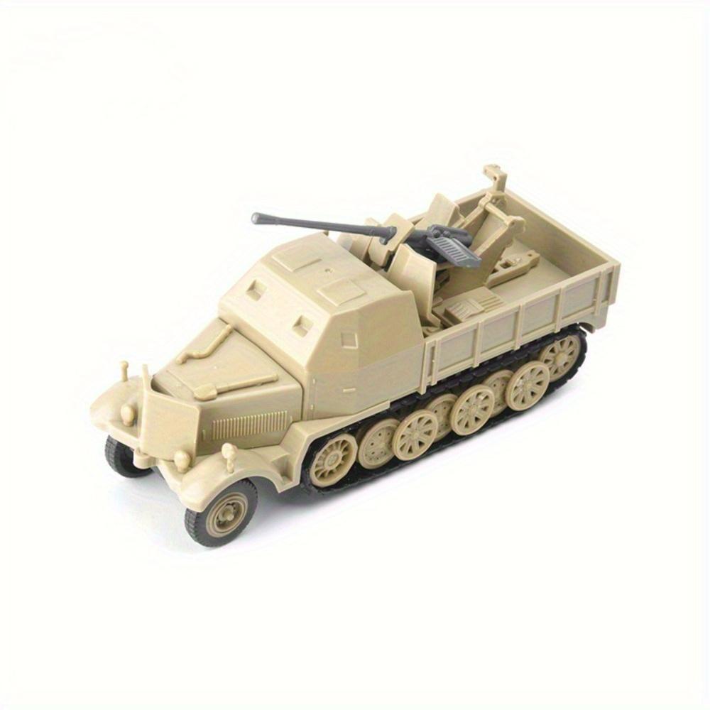 1:Miniatur-Halbkettenfahrzeug im Maßstab 1:72, Modellspielzeug, FLAK37 aus dem Zweiten Weltkrieg, 4D-Montagefahrzeug, DIY-Kit