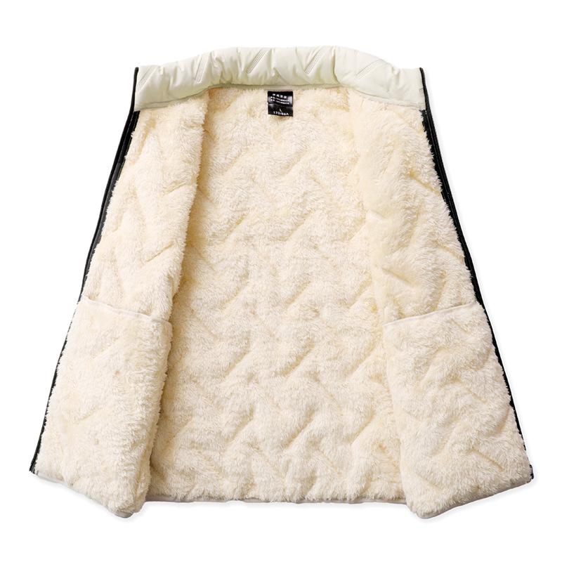 Men's Lamb Velvet Vest for Autumn and Winter Plus Velvet Thickened Warm Cotton Jacket Vest Stand Collar Horse Clip Vest Jacket