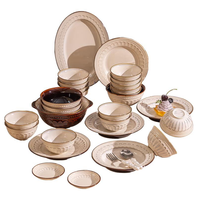 ChuDi Nordic Creamy Style Ceramic Dinnerware Gift Set 4 Person 18-Piece Set