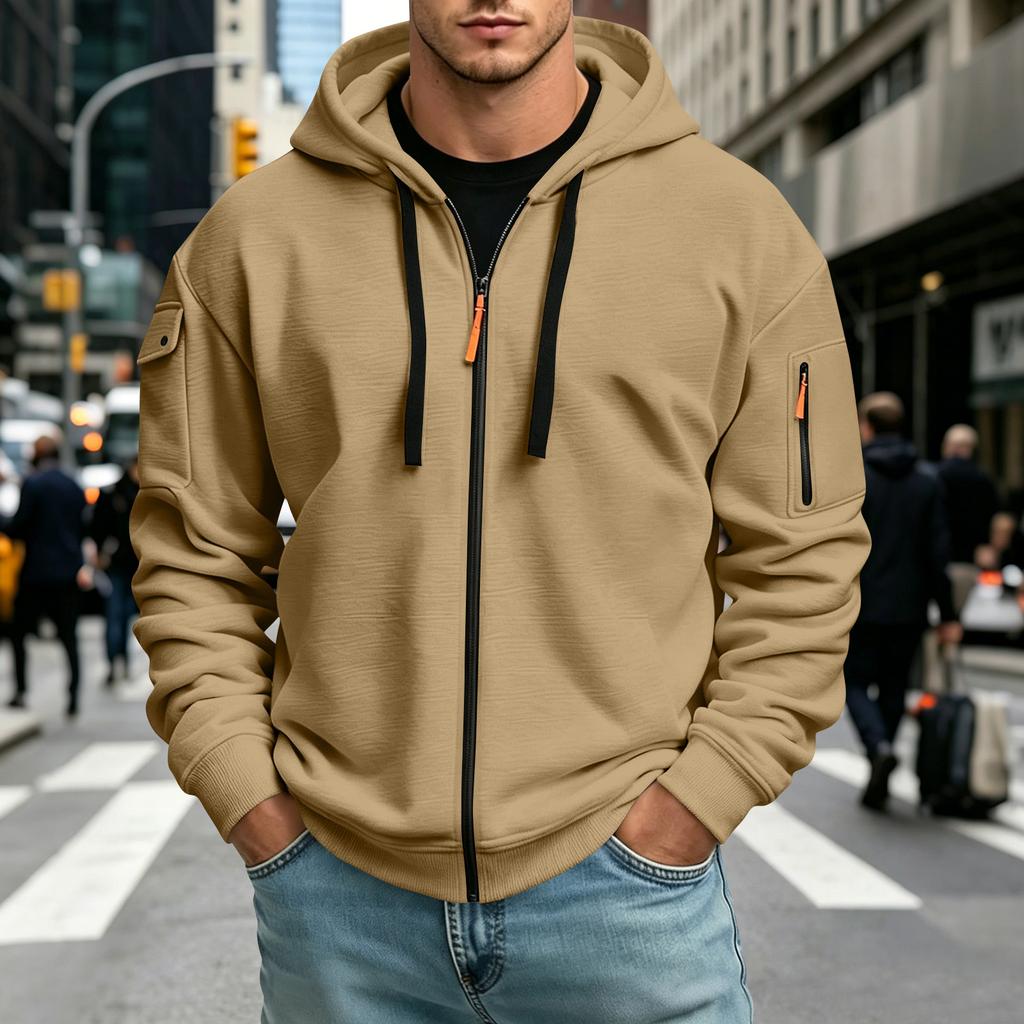 Men's Color Hoodie Long Sleeve Casual Pullover Sweatshirt for Everyday Wear