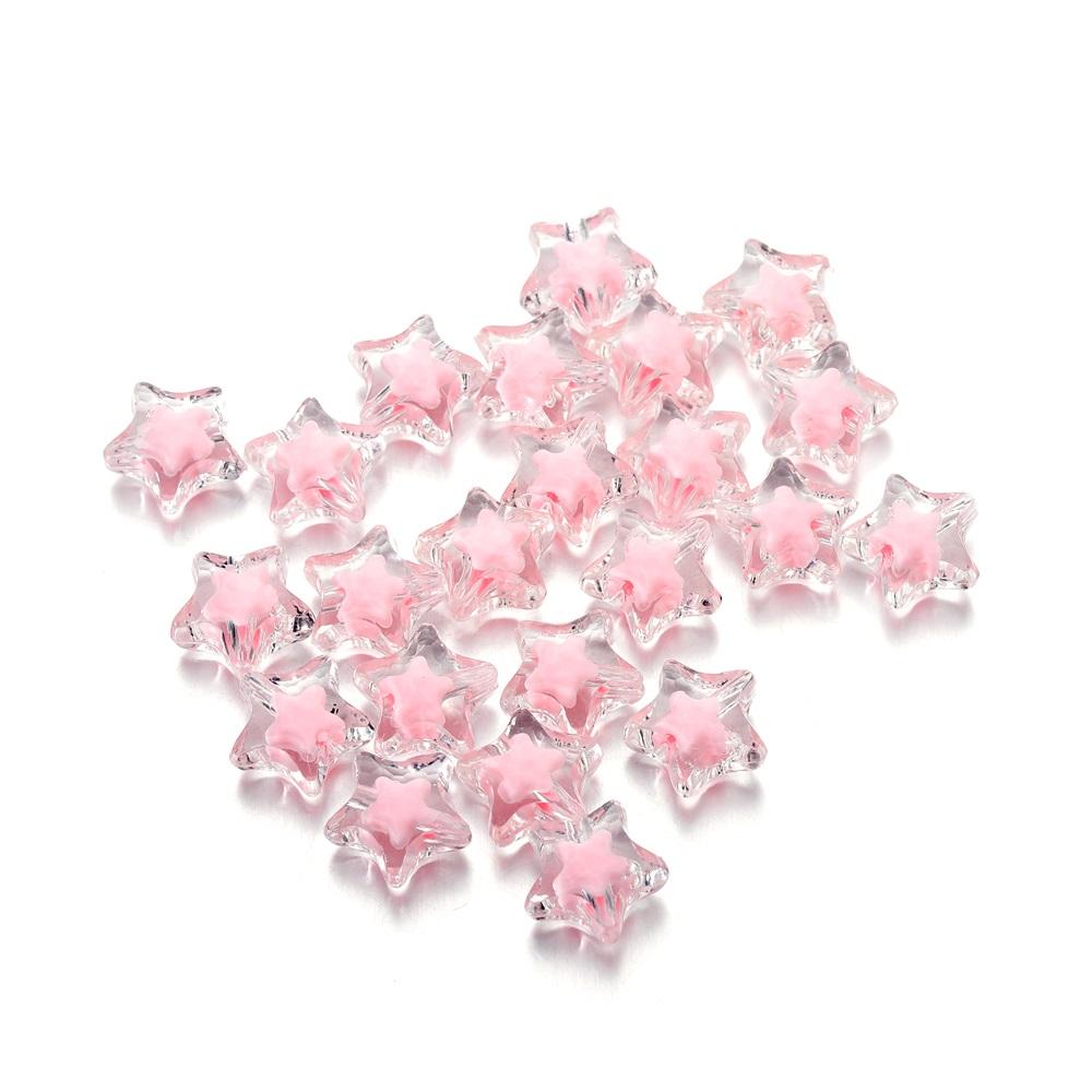 20Pcs/Lot Transparent Five-pointed Star Shape Acrylic Charm Spacer Loose Beads for Jewelry Making DIY Bracelet Accessories