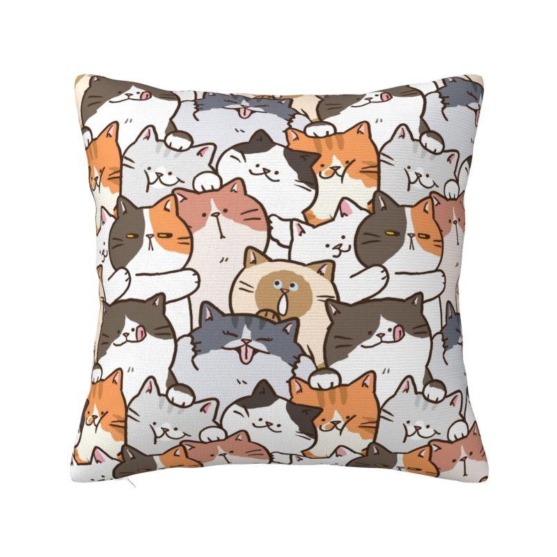 Colorful Cartoon Kitten Cat Throw Pillow Case Home Decorative Luxury Cushions Cover For Sofa Car Square Polyester Pillowcase