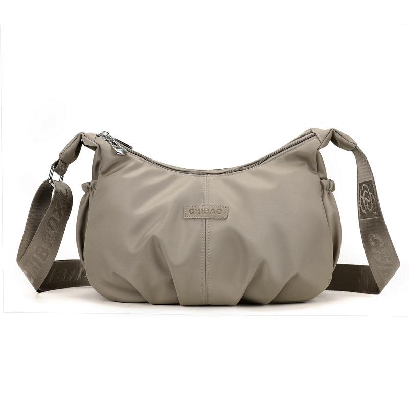 Stylish and Simple Pleated Messenger Bag Women's Large-capacity Versatile Niche Shoulder Bag Nylon Cloth Versatile Commuter Bag