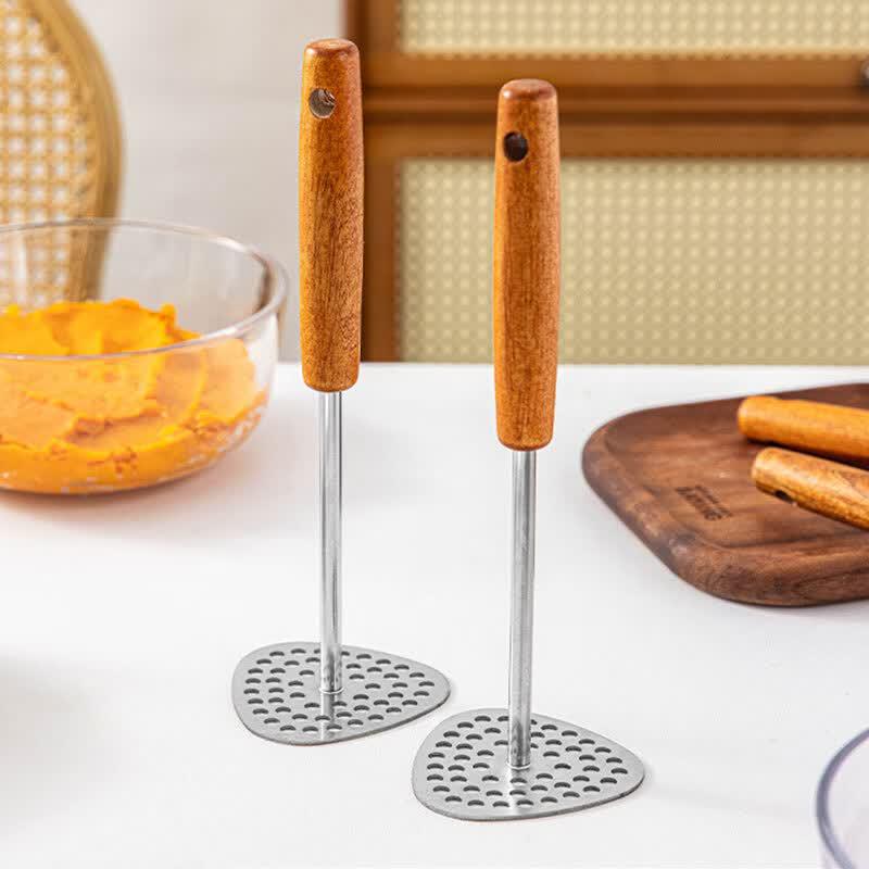 MEIDI Wooden Handle Potato Masher, 2-Pack