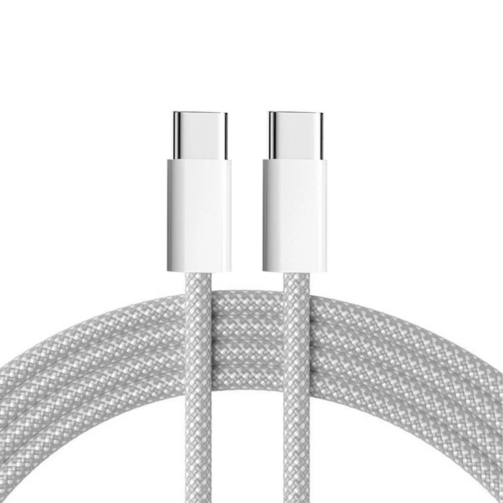 PD 60W Dual USB Type C Data Cable For iPhone 15 Pro Max 15 Plus Phone Fast Charging Nylon Braided Cable For Samsung Xiaomi OPPO
