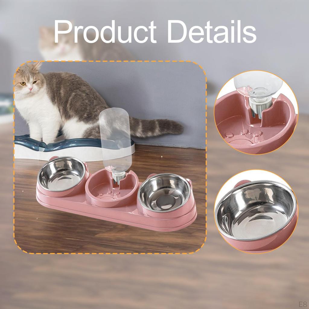 Bowl, Pet Food And Water Tilted At 15°, 3 In 1, for Wet Dry Food, Feeder Hamster, ,