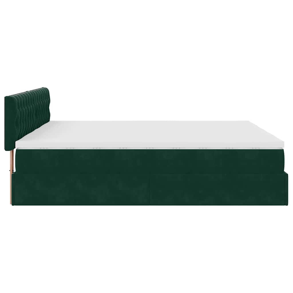 Ottoman Bed with Mattress Dark Green 160x200 Cm Velvet