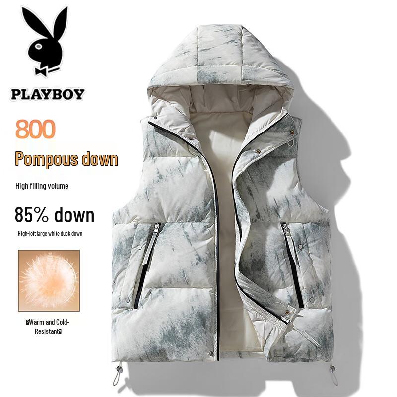 Мужской пуховый жилет с капюшоном PLAYBOY XL