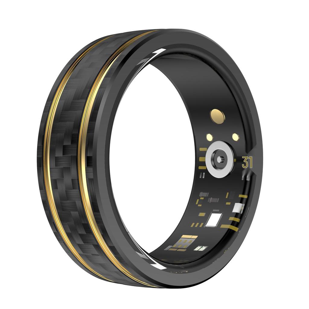 W8 Carbon Fiber Smart Ring: Sensorless Heart Rate, Blood Oxygen & Sleep Monitor, Waterproof Sports Wearable