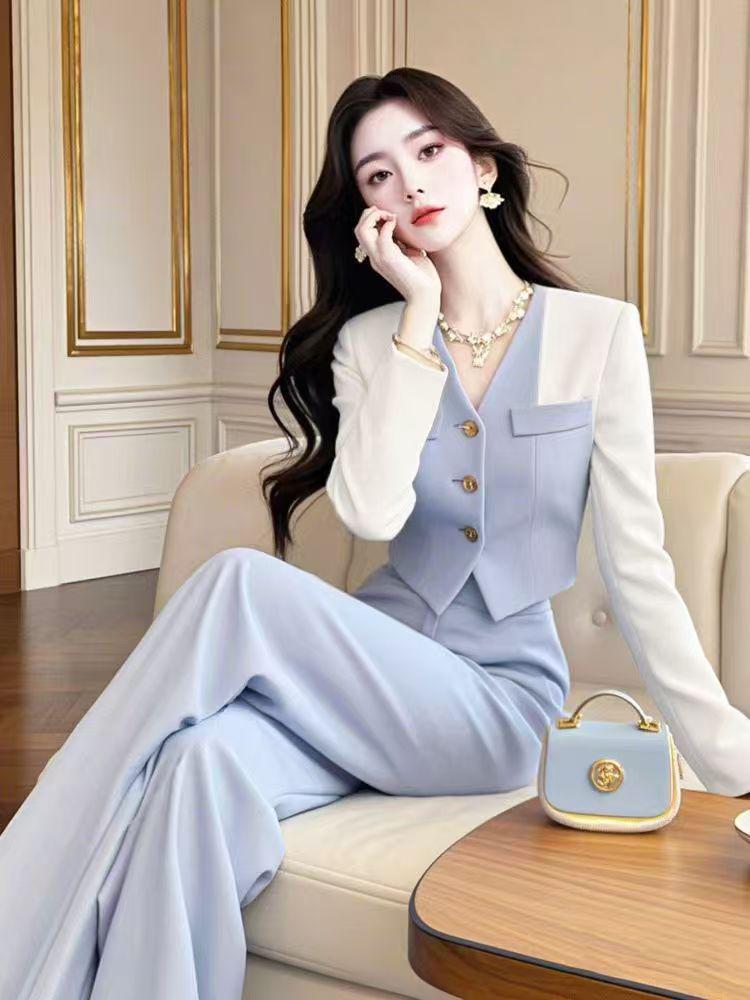 

Элегантный осенний лоскутный костюм: Куртка и брюки в стиле богини высокого класса S [40-50kg]