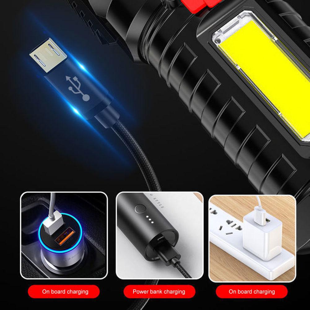 2pcs P7900 Super Bright Flashlight Rechargeable Waterproof Spotlight Lamp 300-1000m Range IPX6 Waterproof USB Charging Lamp