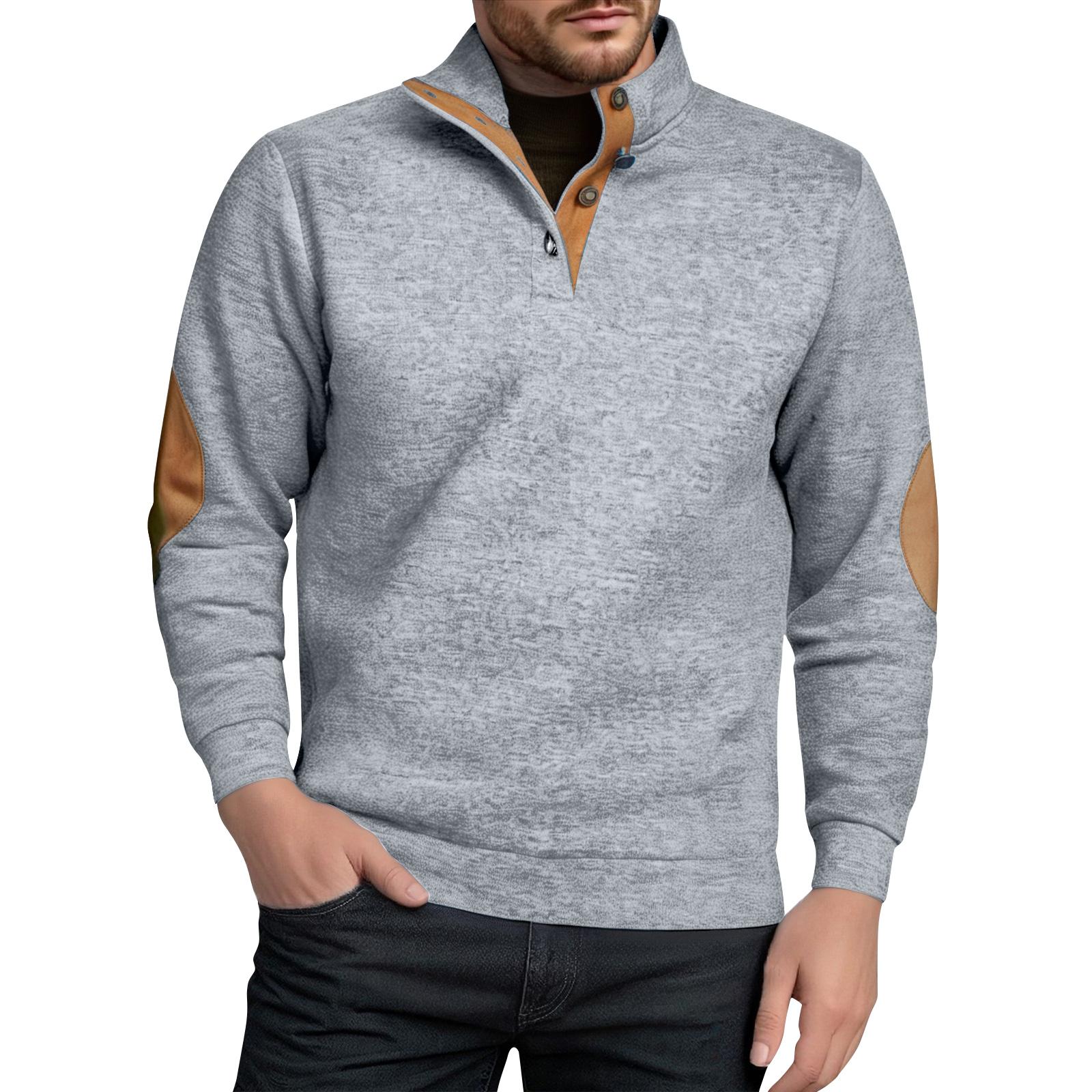 

Мужской свитшот со стойкой и лоскутным повседневным дизайном XL