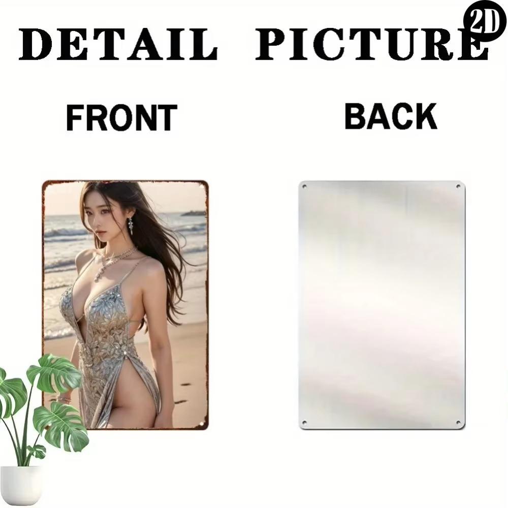 Anime Mädchen Metallblechschild Vintage Wanddekor 8x12 Zoll Retro Strand Wandkunst Geschenk