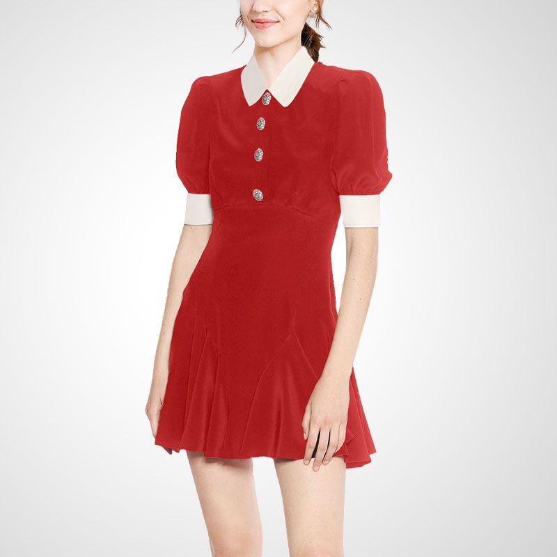 

Anti-Aging Fashion Red 2023 Summer Slim Dress Red 2XL