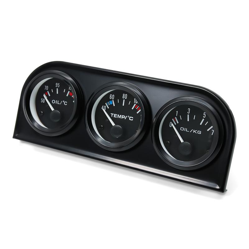 Oil Temp+Oil Pressure+Volt Meter 52mm 3 in 1 Car Modification Gauge Black/Chrome Bezel Face with Temp & Press Sensor Customized