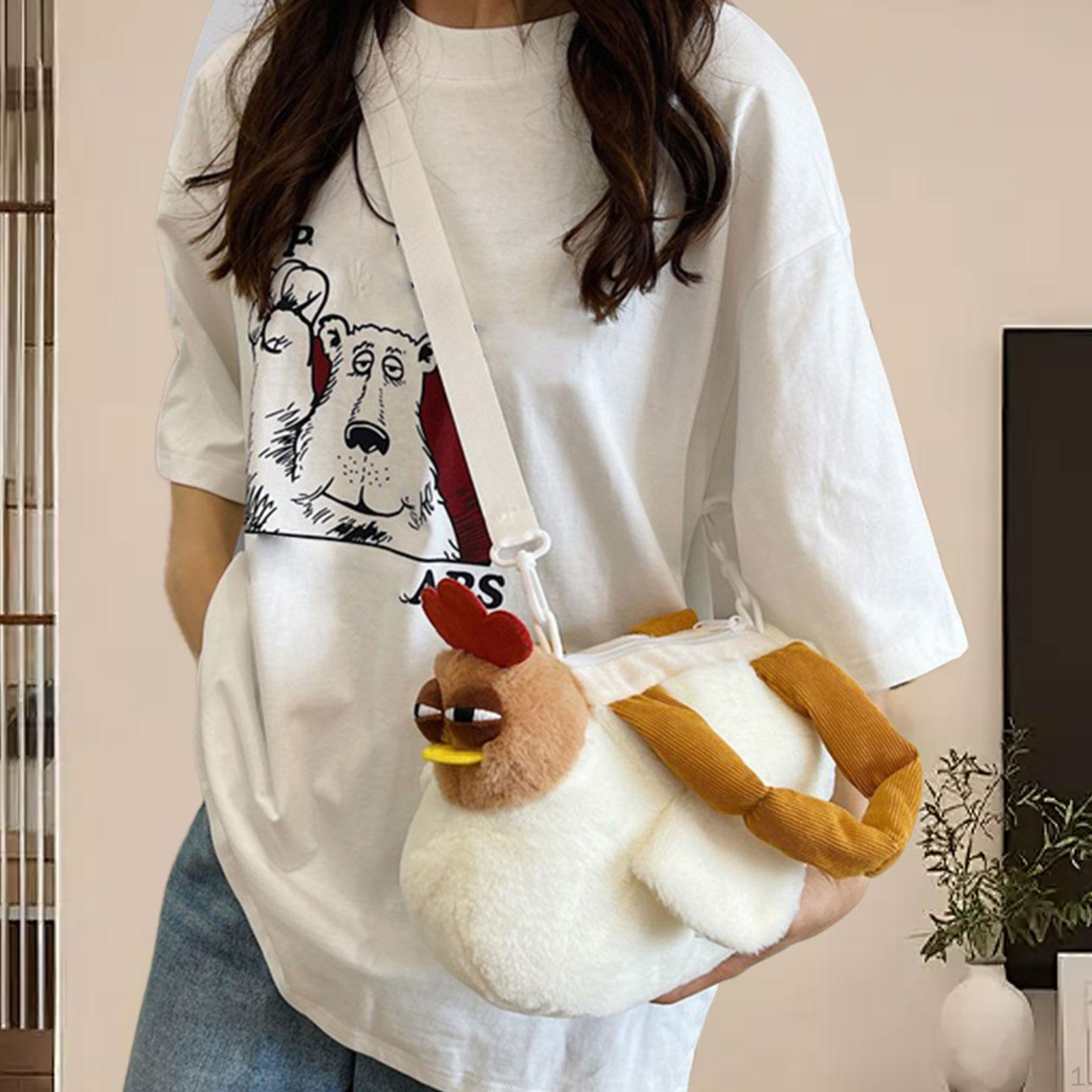 Cute Plush Chicken Handbag Fashionable Commuter Purse Comfortable Trendy Large Capacity