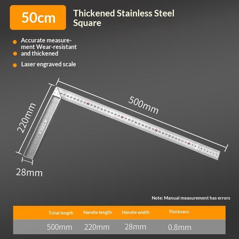 Woodworker Special Stainless Steel 90 Degree Right Angle Triangle Ruler 1Pcs 15/20/30/50CM for Wood Cutting Scribing Positioning