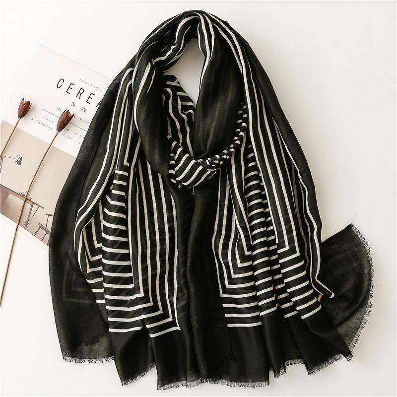 Luxury Fashion Women Viscose Scarf Ink Painting Floral Tassel Hijab Shawls and Wraps Female Foulard Echarpe Muslim Sjaal
