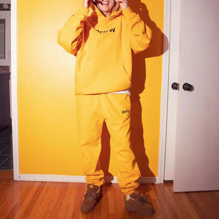 Drew House Letter Logo Series Knitted Sweatpants Unisex Yellow Moderate Cuffed Pants DR-SS20-77
