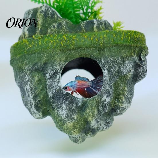Shrimp Resting Shelter Floating Rock Aquarium Decoration, Realistic Moss Ornament with Aquascaping Decorations for Tanks Cave, Fish Tank Hideout Betta