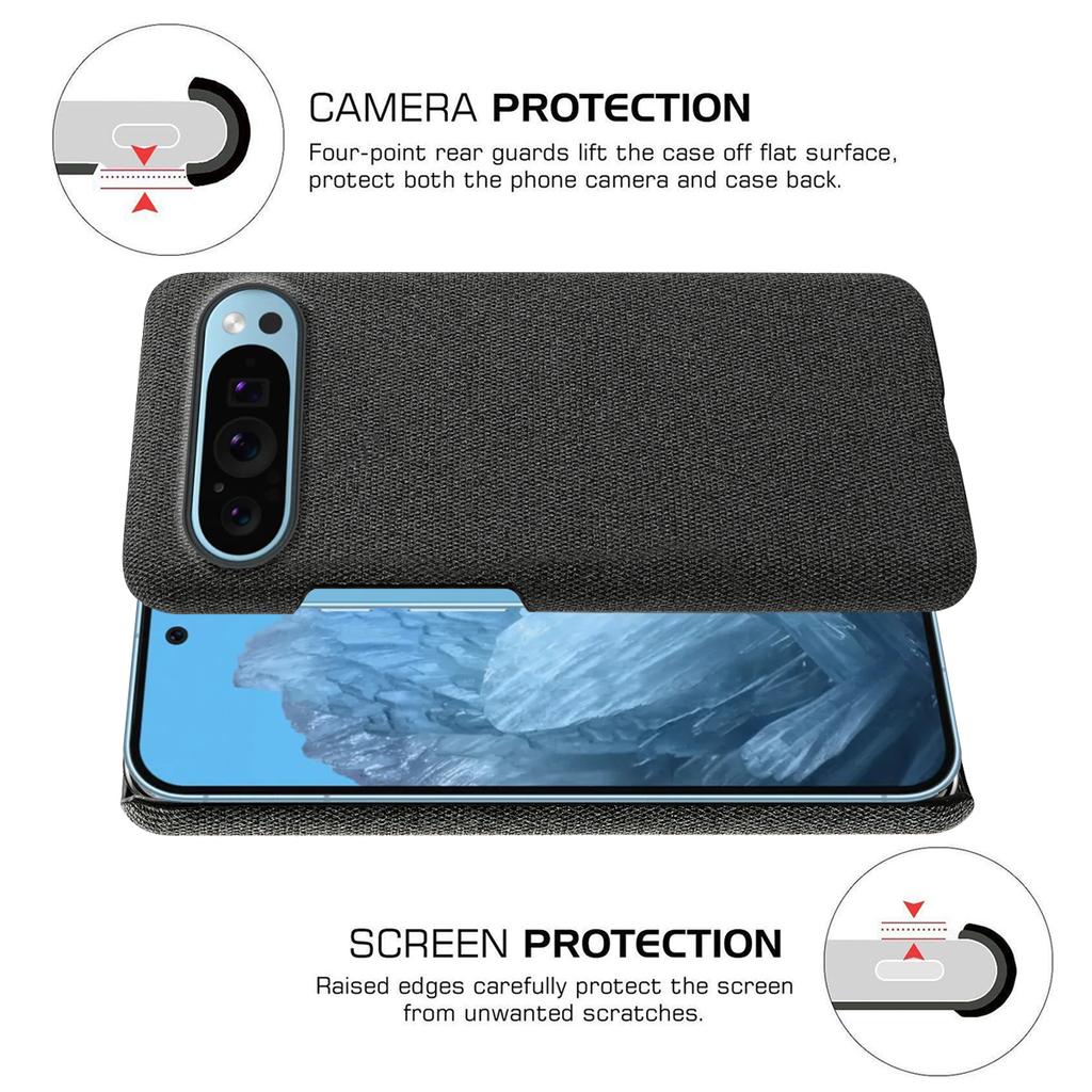 For Google Pixel 9/Pixel 9 Pro Case PC+Cloth Drop-Resistant Phone Protective Cover