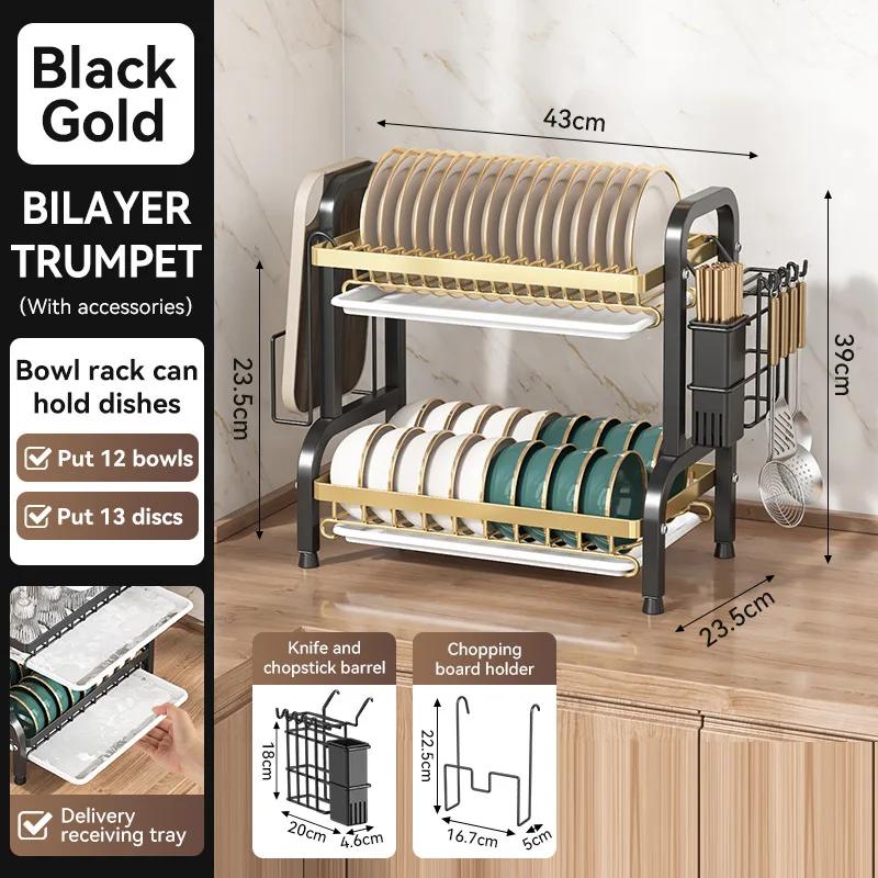 Large-capacity Kitchen Spice Rack Multi-functional Dish Drying Rack Bold And Thick Dish Rack Load-bearing Tough Stand