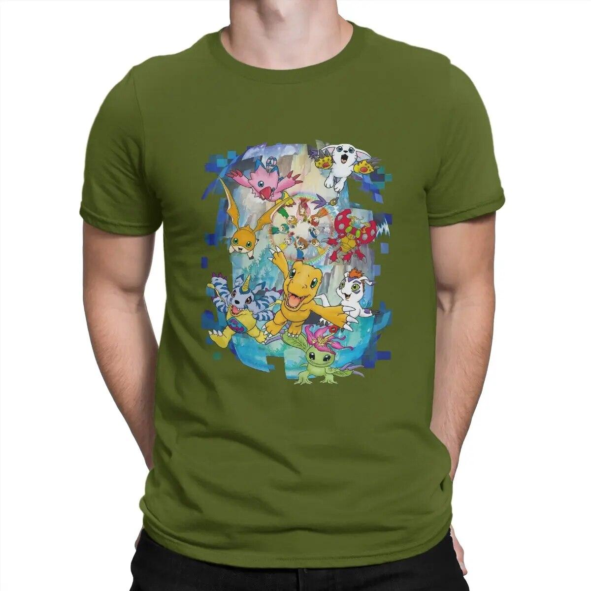 

Футболка унисекс с авантюрным и вдохновляющим рисунком из мультфильма Digimon Adventure, хлопковые топы, новинка, с коротким рукавом, с круглым вырезом, подарок на день рождения 4XL