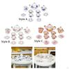 11 Pieces Mini Dollhouse Tea Set Ornament Kitchen Decorated Playset Ceramic Party Accessories