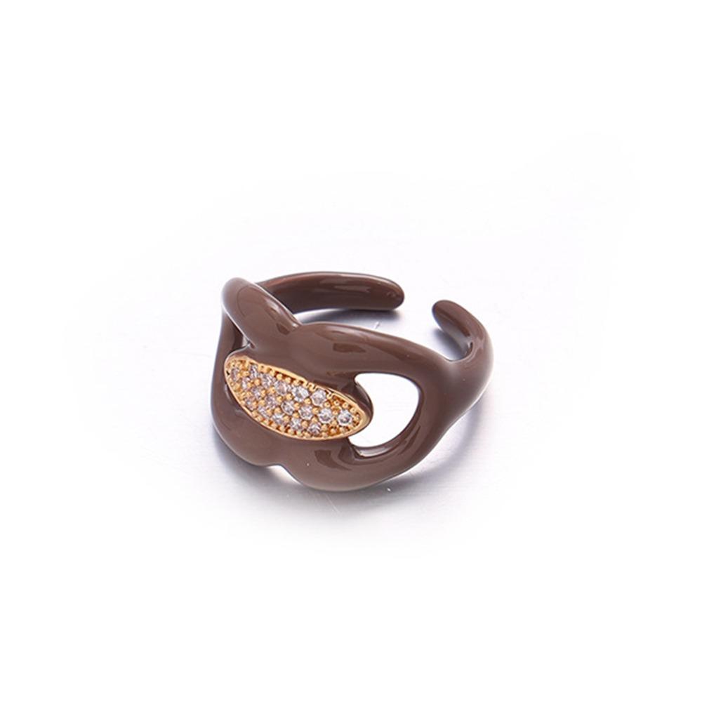 Light Luxury Finger Ring Delicate Open Rings Creative Zircon Round Rings  Party