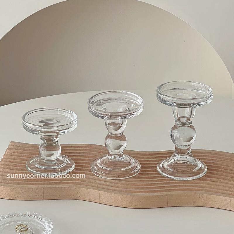 European Retro Roman Column Glass Candlestick - High-End Luxury Scented Candle Holder with Elevated Base