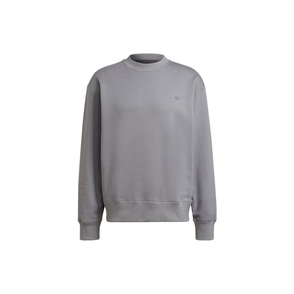Adidas Originals C Crew Logo Micro Badge Solid Color Round Neck Pullover Casual Sweatshirt Men Sweatshirt Gray H09175