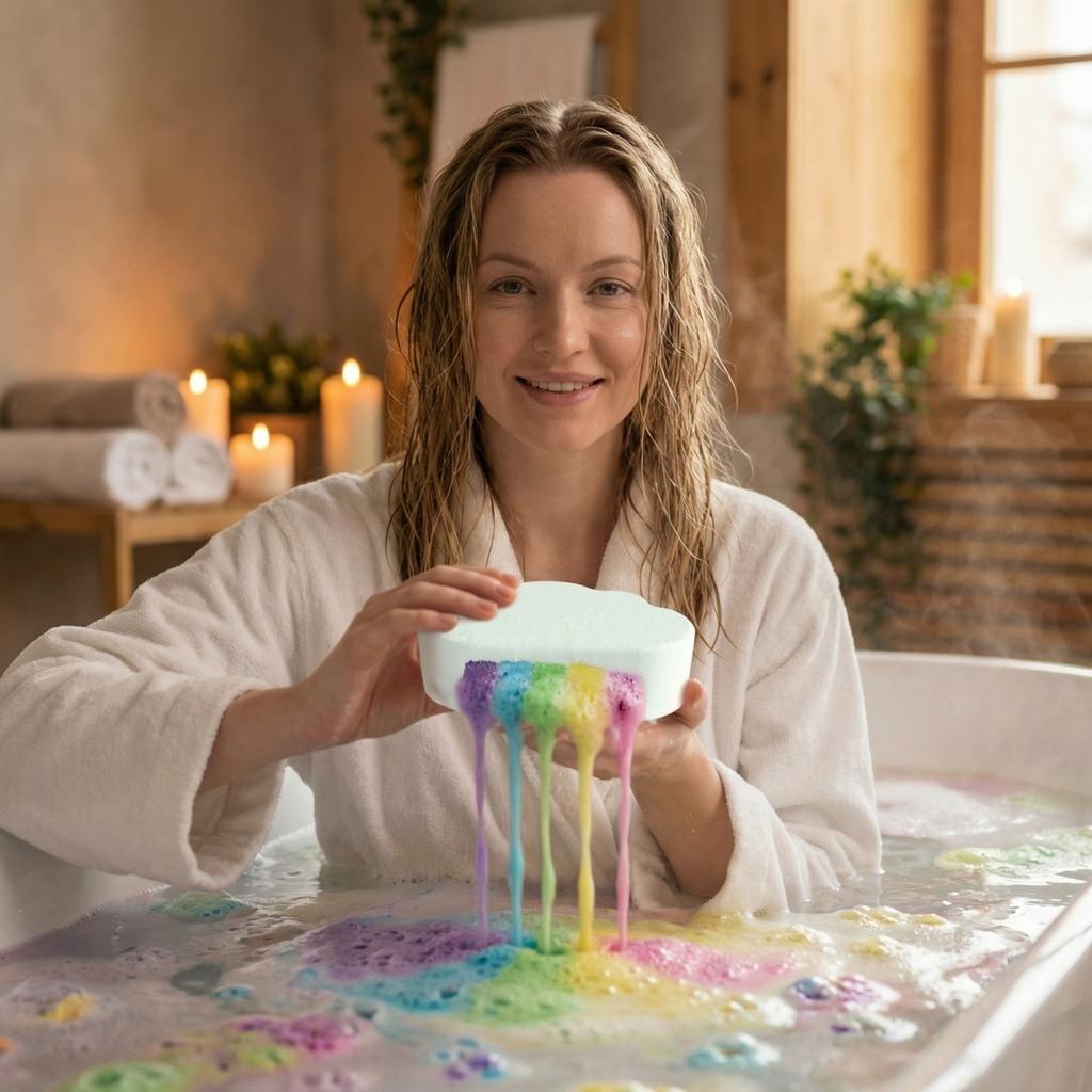 Set Regalo Bombe, Bombe da Bagno Nuvola Biologiche e Naturali Per Aromaterapia Rilassamento Bagno Per Idratare la Pelle, Per Regali Per Donne e Bambini