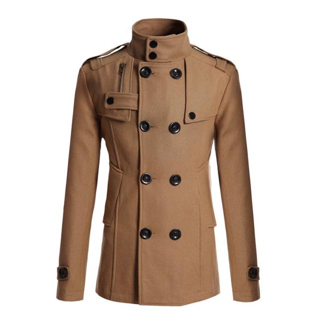 Men's Slim Medium-Length Woolen Coat - New Windbreaker Jacket N3