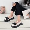 Little fairy Mary Jane shoe girl spring 2025 new bow shallow mouth muffin thick sole non-slip small leather shoes tide