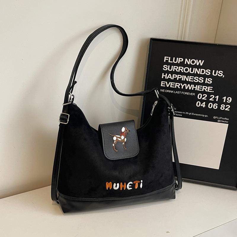 

Korean retro embroidered letter backpack contrasting color splicing matte shoulder women s bag large capacity commuter messenger bag