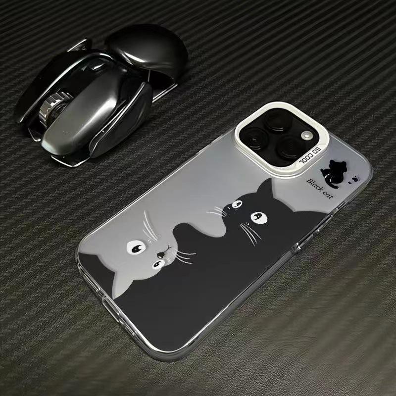 Art black cat is suitable for Apple 16plus mobile phone case 16promax creative 14 new 13pro hard case 12