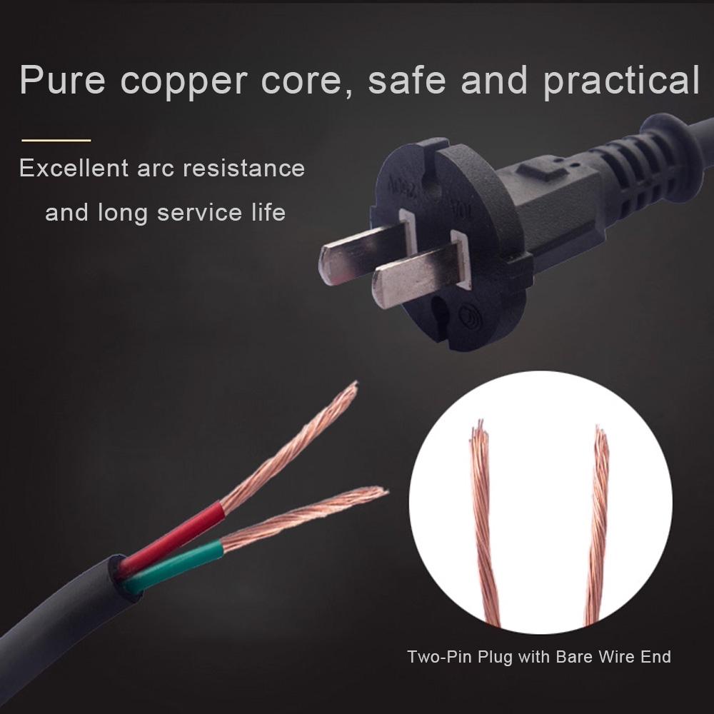 2-Core Pure Copper Eco-friendly AC Power Cord with 2-Pin Plug China Standard  Brand From Guangdong for Household Use