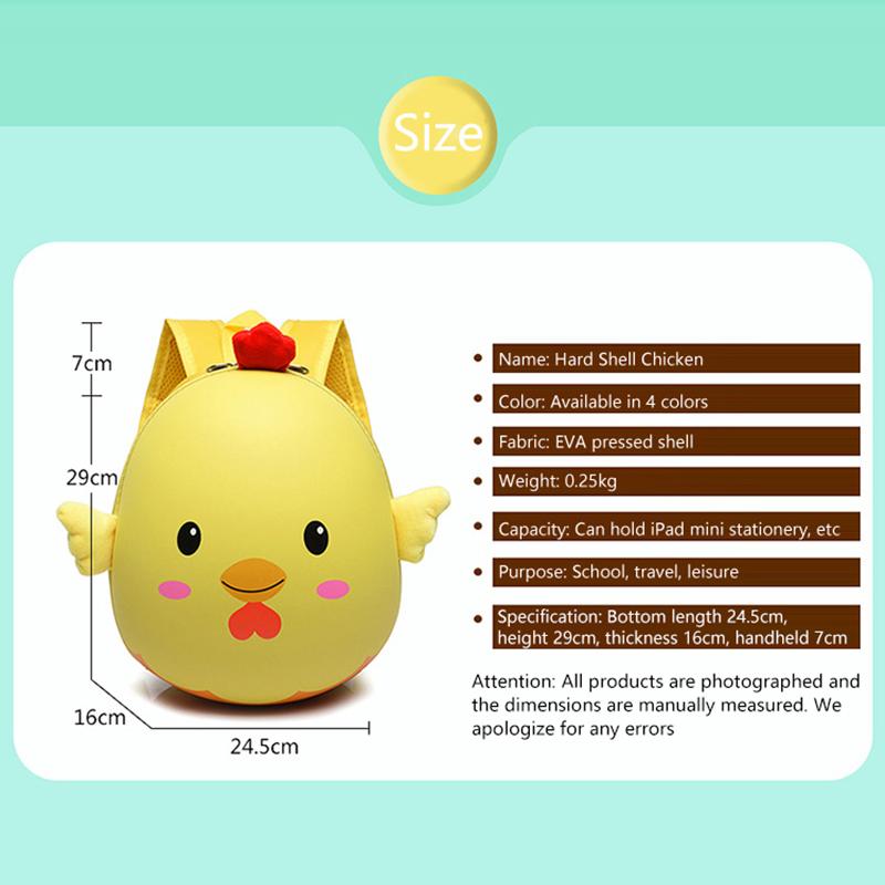 Cartoon Chicken Kids Rucksack Waterproof Adjustable Shoulder Backpack Wear Resistant for Primary School Students Daily Use