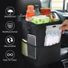 Oxford Cloth Car Storage Bin Washable Hanging Garbage Bag With Lid Car Organizer  Seat Back