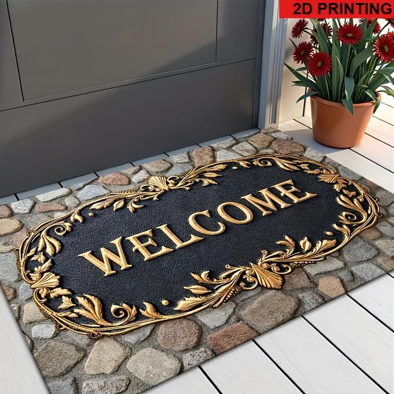 1Pcs Anti Fatigue Kitchen Rugs,  Vintage Golden Print Waterproof Non-Slip Thick Cushioned Kitchen Mat Heavy Duty Comfort Standing Mat for Kitchen