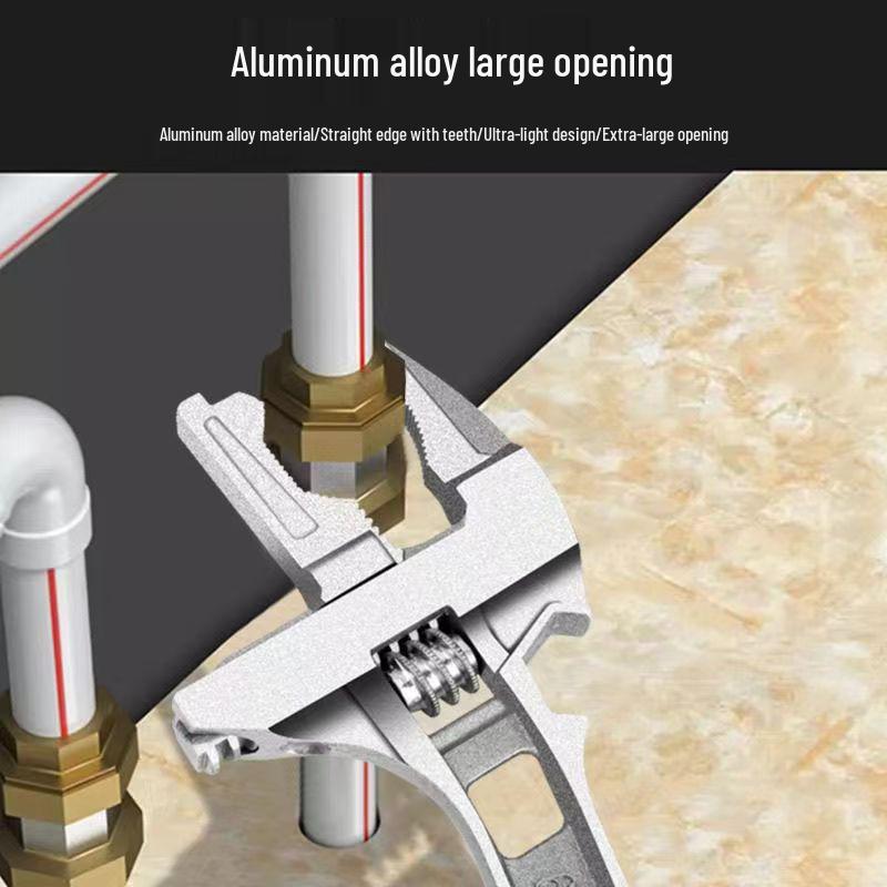 Adjustable Aluminum Alloy Wrench 6-68mm for Plumbing with Large Opening & Short Handle
