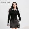 Mark Fairwhale Women's 2025 Faux Two-Piece Plaid Polo Knit Top